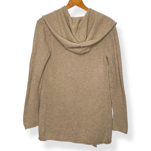 Vince women's tan yak wool blend open front hooded cardigan wrap sweater Medium - Picture 2 of 12